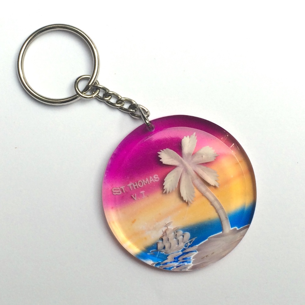 Retro Vintage Unisex Keychain / Key Ring from St. Thomas. New, never used.